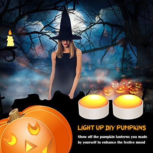 Riakrum 6 Pack Halloween Pumpkin LED Lights, White