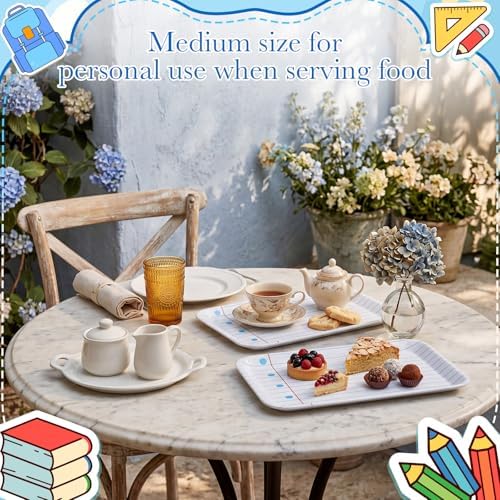 Vesici 3 Pcs Back to School Serving Trays 13 x 10 Inch Notebook Line Melamine Platters Reusable Rectangular Serving Dishes for First Day of School End of Year Teacher Party Supplies Food Snack Dessert