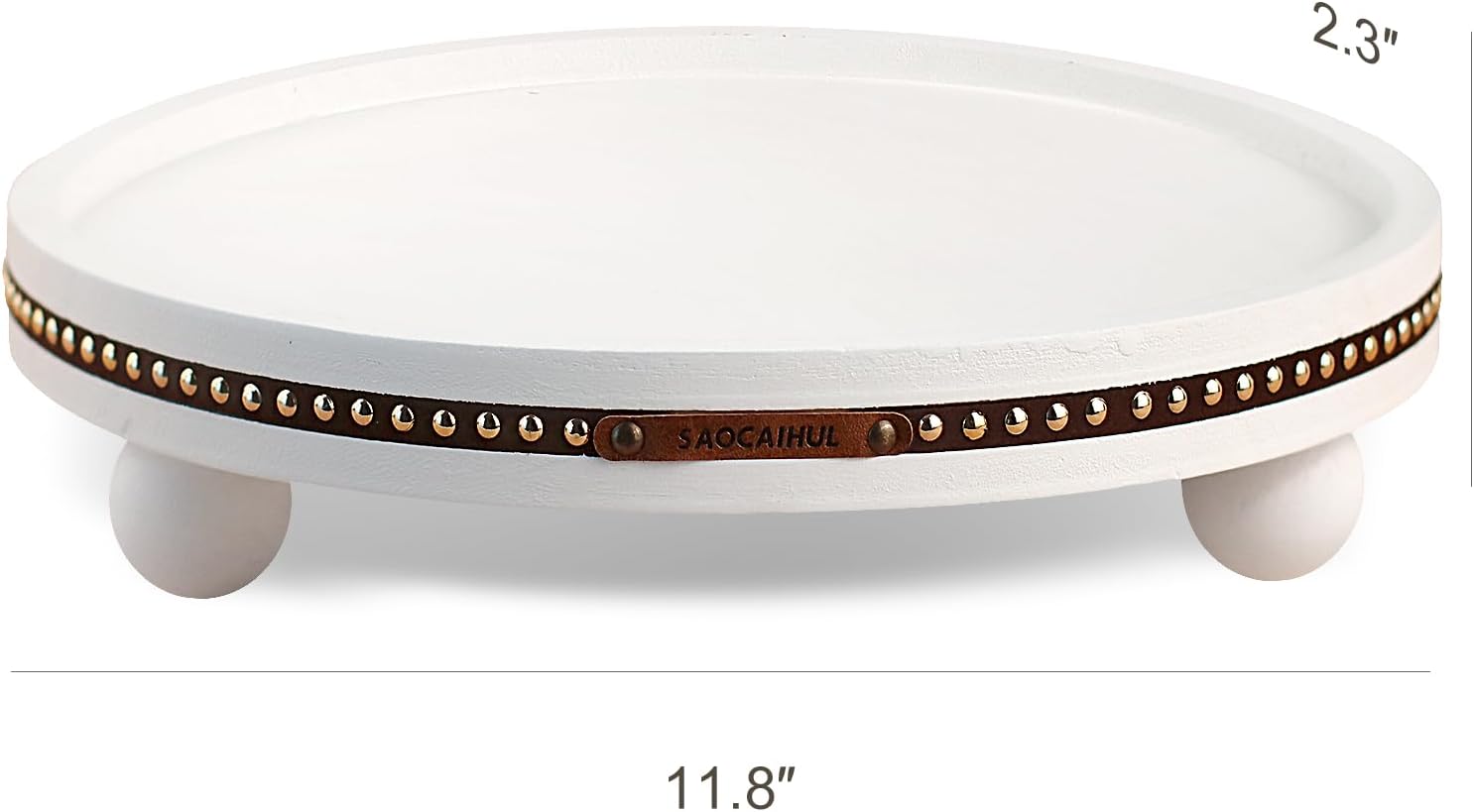 Farmhouse Decorative Round Tray / Pure White / 11.81 Inch