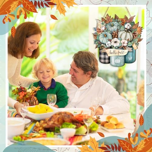 Boao Blue Hello Fall Door Decorations for Home Thanksgiving Decor
