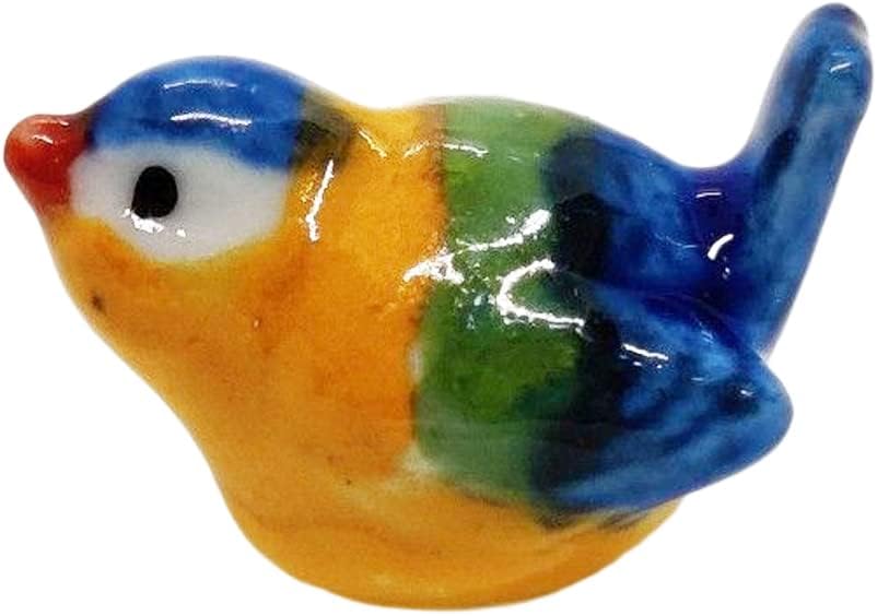 Tiny ⅝ Multicolor Sitting Eurasian Tit Bird Figurine / Tit 06 Mt Sit / Blue