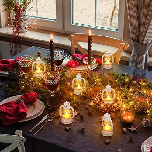 Ferraycle 12 Pcs Mini Lanterns Bulk 4 Inch White Lamp Table Centerpieces