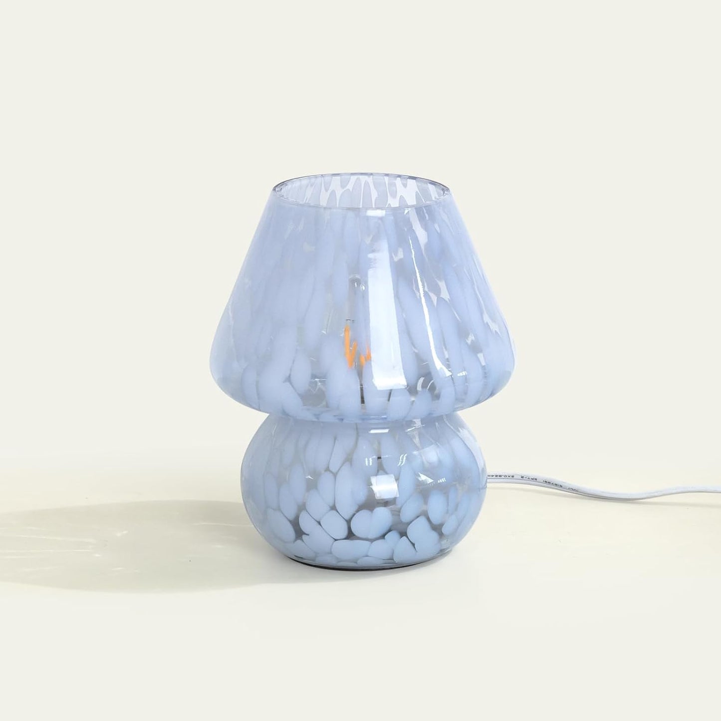 ONEWISH Mushroom Lamp Small Bedside Table Lamp-Nightstand Nightlight Dimmable Stepless, Translucent Glass Desk Lamp for