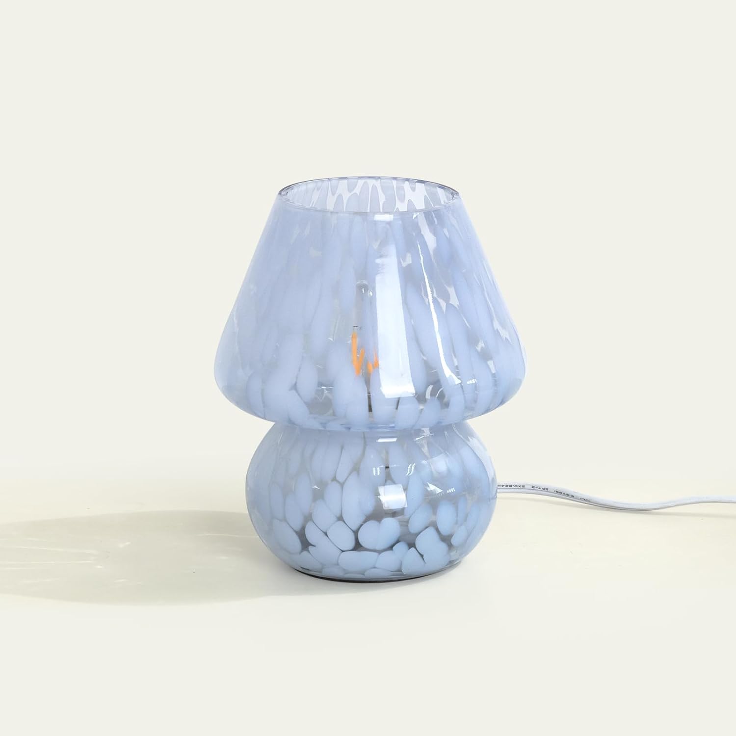 ONEWISH Mushroom Lamp Small Bedside Table Lamp-Nightstand Nightlight Dimmable Stepless, Translucent Glass Desk Lamp for