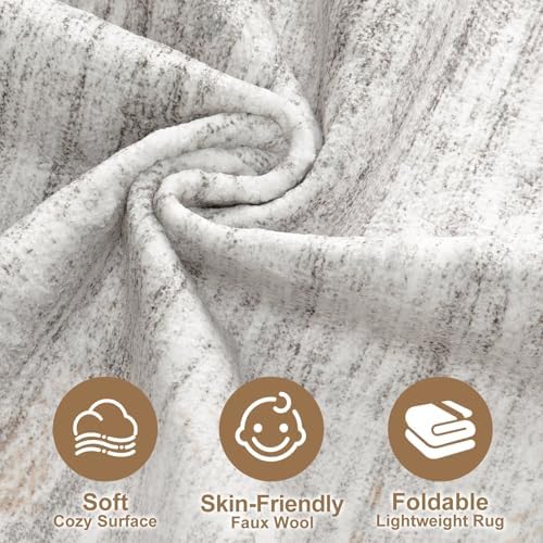 Nakagishi 9x12 Area Rugs Living Room: Washable Large Vintage Rug Neutral Non-Slip Soft Stain Resistant Indoor Carpet