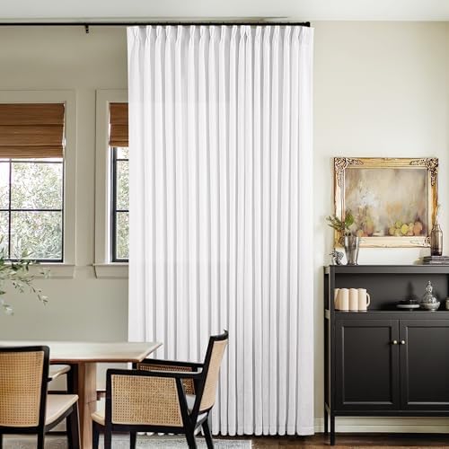TWODRAPES Snow White Pinch Pleat Semi Sheer Linen Curtains W70xL90 1 Panel