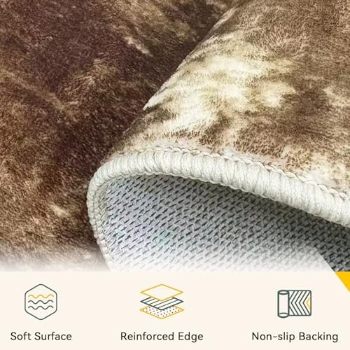 RELEANY Washable Runner 2'x8' Abstract Area Rug for Hallway Brown Tan