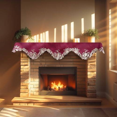 Decozen Mantel Scarf for Fireplace, Mantle Runner Cover Christmas Holiday Fireplace Decor Mantel Decoration Housewarming Gift