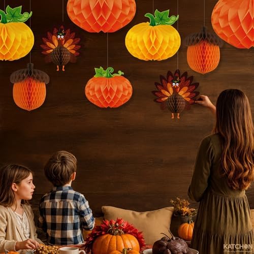 KatchOn Thanksgiving Hanging Decorations, Pack of 9 Turkey Centerpieces