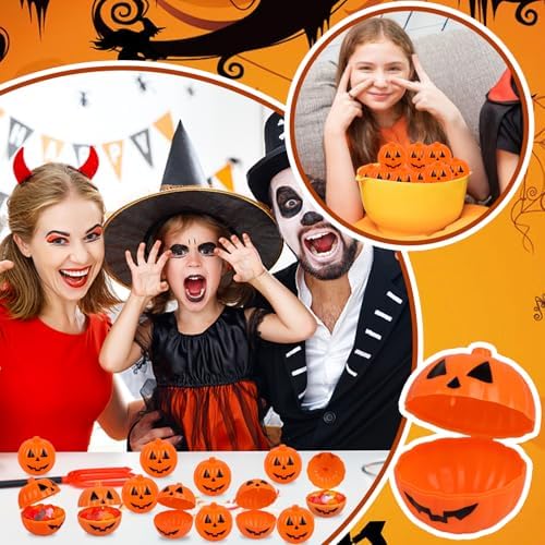FOIMAS Halloween Pumpkin Candy Box,36pcs Mini Plastic Pumpkin Containers Fillable Candy Treat Box for Trick or Treat Halloween Party Decoration