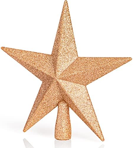 Glitter Star Christmas Tree Topper 8" Champagne Xmas Holiday Decor Ornament