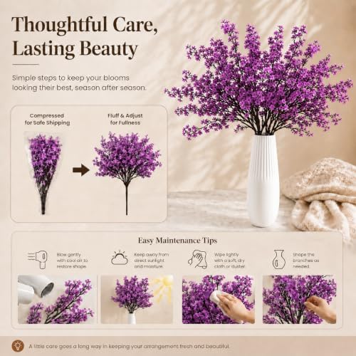 Mandy's 6 Bundles Artificial Lavender Baby’s Breath Flowers