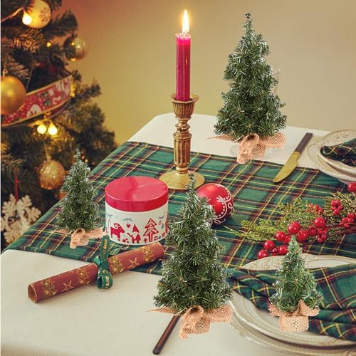 Tabletop Mini Christmas Tree, 7.87" / 11.81" Artificial Christmas Tree Xmas Miniature Pine Christmas Tree Perfect for Christmas Decorations, Home, Kitchen, Dining Table (6 PCS)