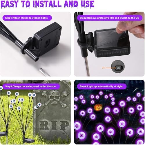 ASMAD Halloween Decorations Outdoor Solar Scary Eyeball Light,10Pack 80LEDs