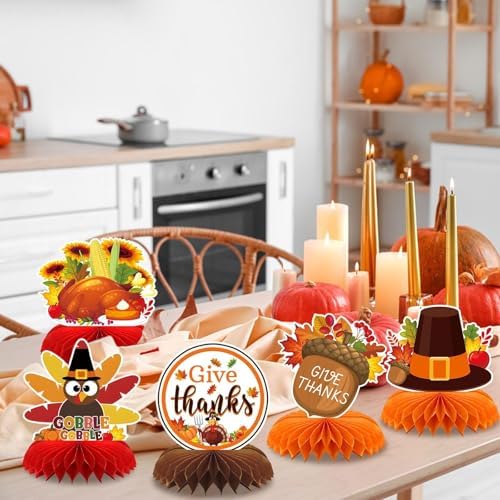 10 Pcs Thanksgiving Honeycomb Centerpieces, Fall Table Decorations