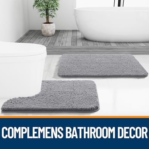 OLANLY Bathroom Rugs 35x24, Extra Soft Absorbent Chenille Bath Rugs