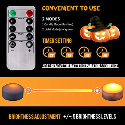 Riakrum 6 Pack Halloween Pumpkin LED Lights, White