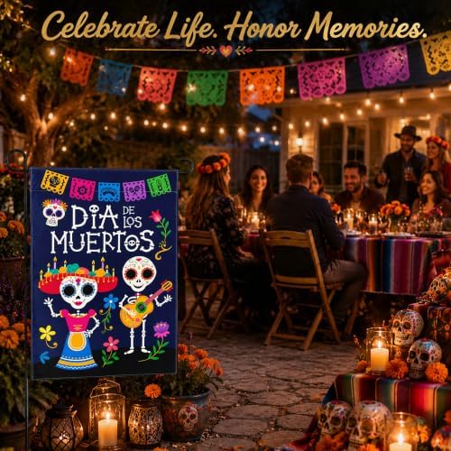 Dia De Los Muertos Decorations - Mexican Sugar Skull Garden Flag