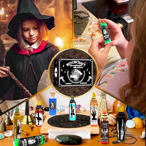 Ainswei Halloween Decorations Indoor,135Pcs Potion Bottles Halloween Decor,Witch Halloween Decorations with Stone,Apothecary Witch Lables Decoration For Home Room Party Supplies