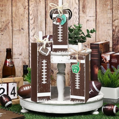 Redbaker 3 Pcs Football Decorations for Home, Football Table Centerpieces