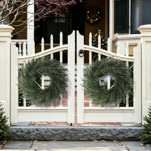 26" Christmas Norfolk Pine Wreath for Front Door (2, Wreath)