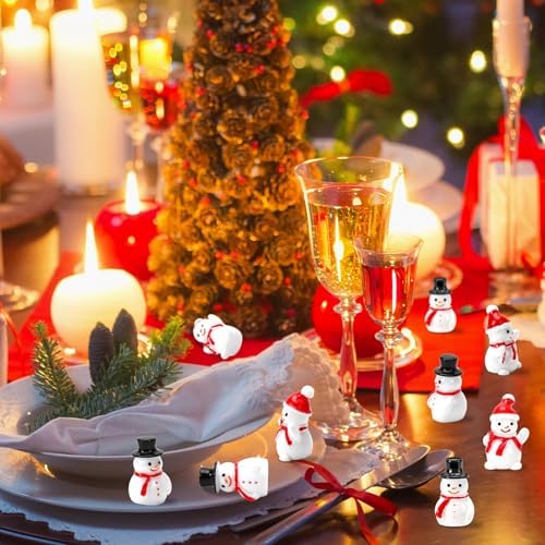 60 Pcs Mini Snowman Figurines Tiny Snowmen for Christmas Crafts