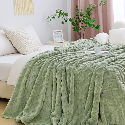 Aganear Fleece Throw Blanket for Couch Sofa 50"x60" Sage Green