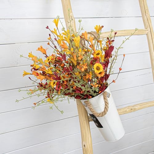 JINGHONG Artificial Fall Flowers 12 Pack Floral Picks 17" Tall Forsythia Stems with Berries for Autumn Flower Arrangements Centerpieces Indoor Outdoor Decorations