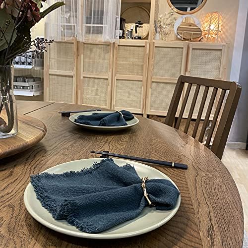 Napkin Rings Set of 6,Gold Bamboo Napkin Holder Ring for Table Decor