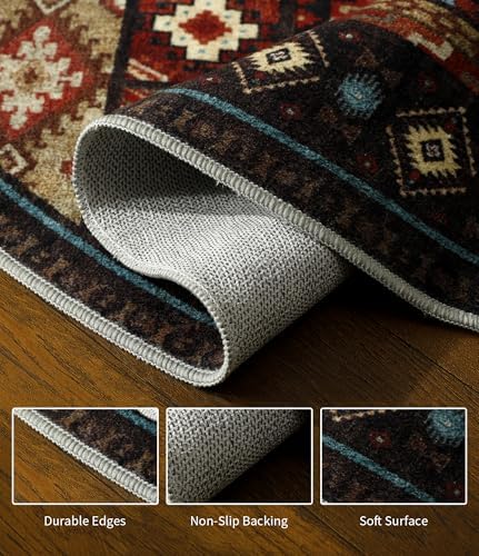 YIHOUSE Washable Western Cabin Round Rug, 6ft