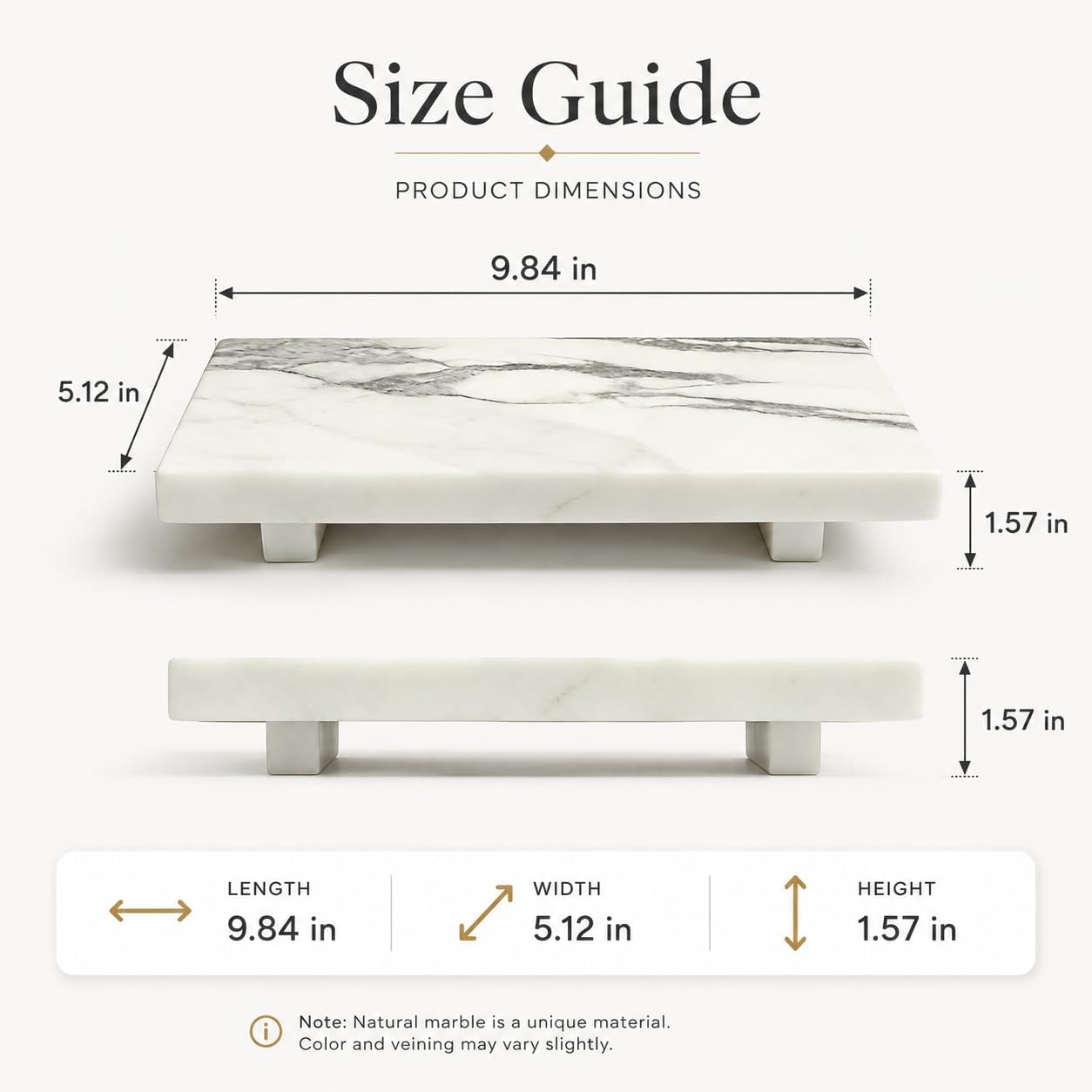 Candle / Natural Marble Pedestal Stand / White / 9.84 Inch