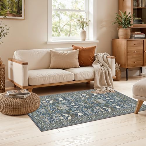Washable 2x4 Entryway Area Rugs: Anti-Slip Thin Kitchen Carpet Indoor Light-Weight Doormat Ultra Soft Low Pile Nursery