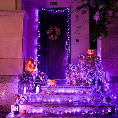 JMEXSUSS 8 Modes 163 FT 500 LED Purple Halloween Lights with Remote