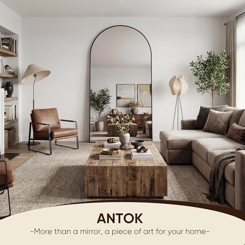 Antok 86" x46” Arched Full Length Mirror, Floor Mirror with Stand, Black