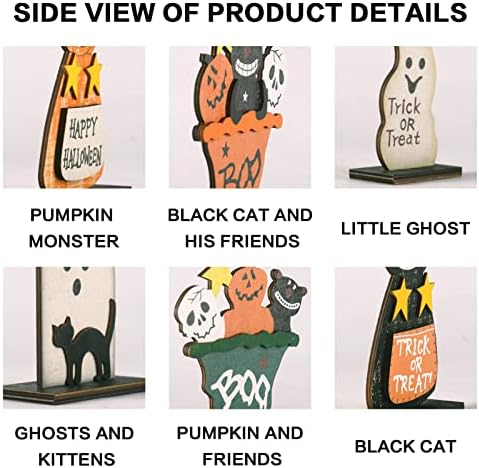 6PCS Halloween Black Cat/Pumpkin Monster/Ghost for Indoor Table Decorations
