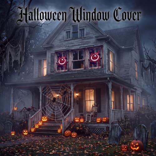 DoubleFill 3 Pcs Halloween Window Door Cover Set Bloody Eye Ball Curtain