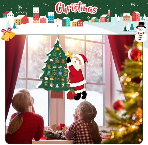 Watersay Christmas Tree Felt Advent Calendar for Kids Countdown Calendar
