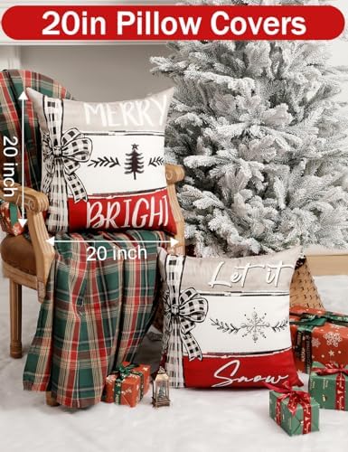 TOYPOPOR Christmas Pillow Covers 20x20 4Pcs Double‑Sided Winter Home Decor