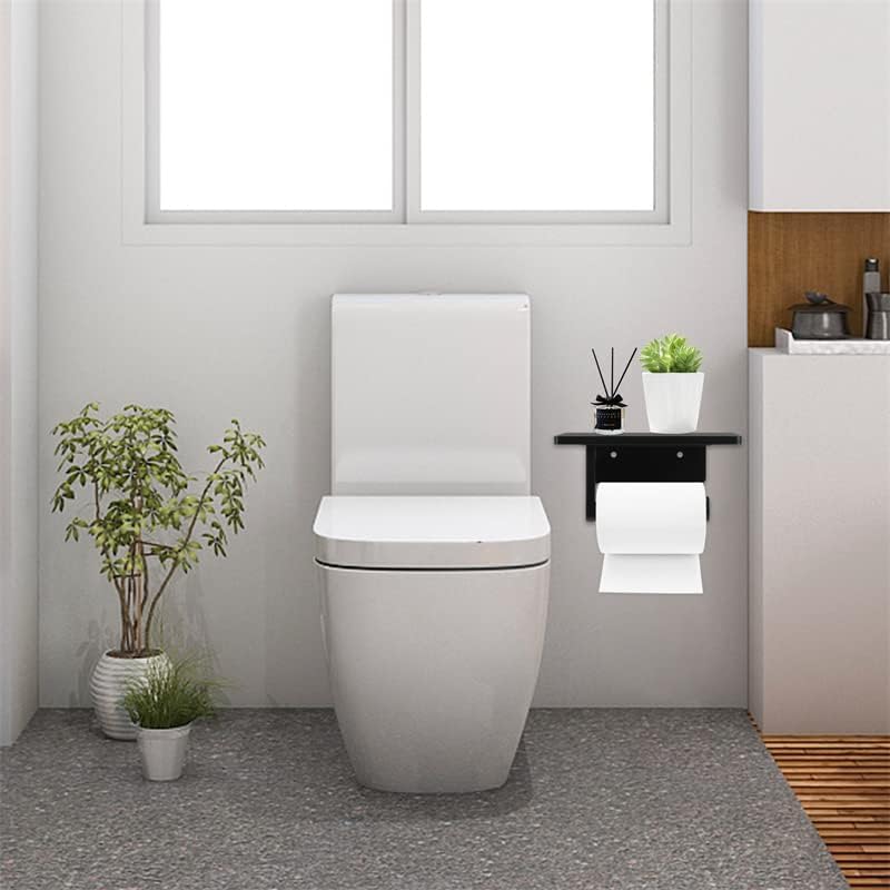 Toilet Paper Holder with Natural Marble Shelf for Bathroom Washroom,Wall Mounted Tissue Holder Suitable for Mega Roll