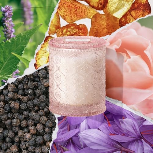 LA JOLIE MUSE Santal Rosé Scented Candles for Home, Natural Soy 40 Hrs