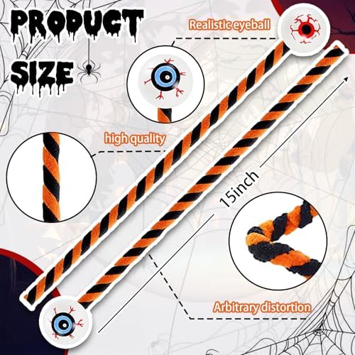 12 Pcs Halloween Eyeball Picks,Bendable Wool Floral Picks Party Decorations