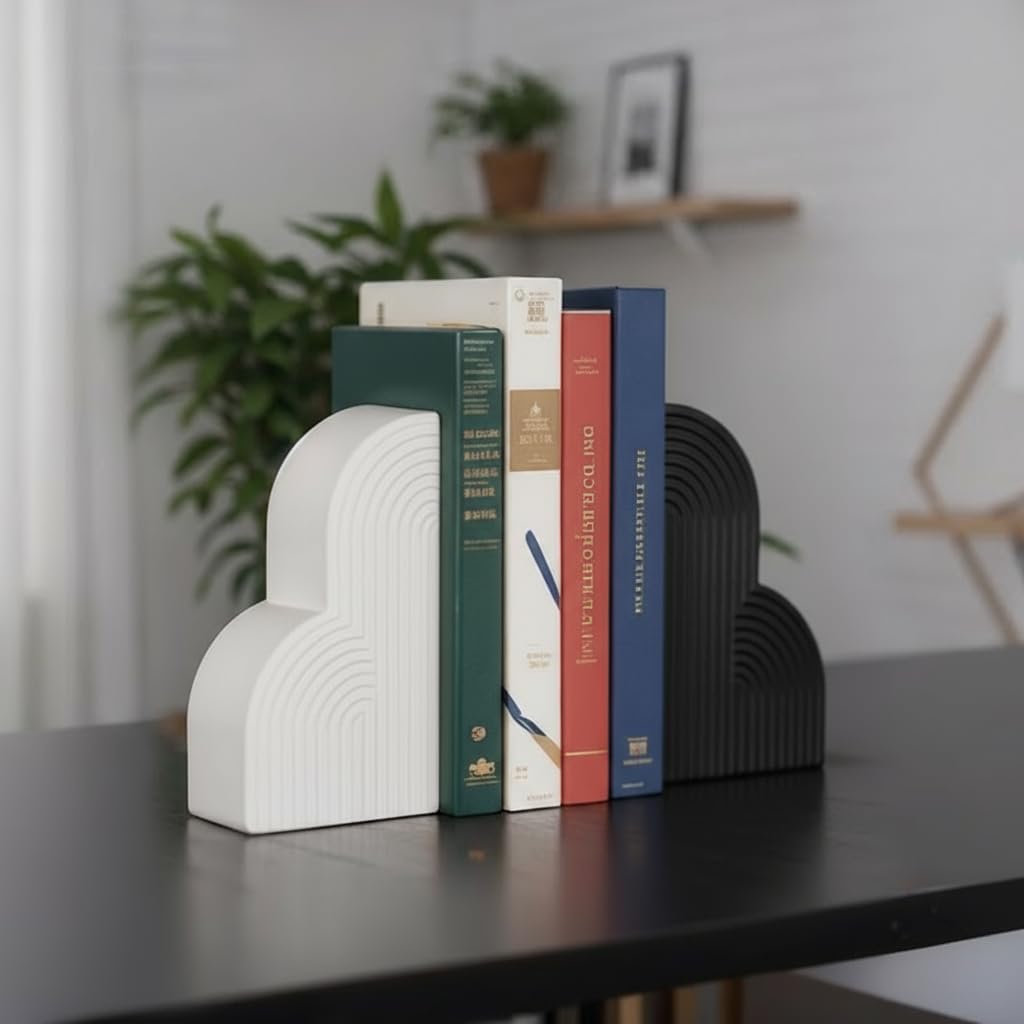 Modern Bookends for Heavy Books / Black and White