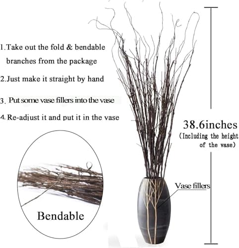 Lifelike Curly Willow Branches Decorative Dried Artificial Twigs / 30.7 Inch / Set of 10