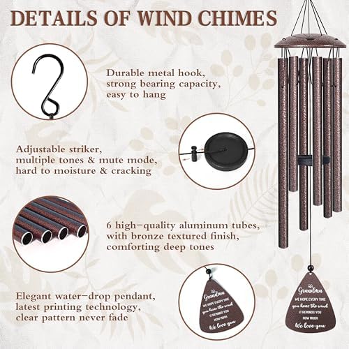 Gifts for Grandma, 32" Bronze Wind Chimes, Grandma Birthday Gifts