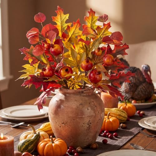Briful 2-Pack 19-Inch Artificial Fall Stems with Pomegranates