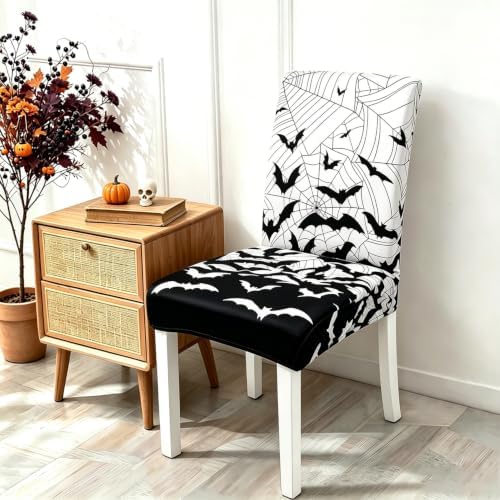Halloween Bats Chair Covers Set of 6 for Dining Home Party Decor