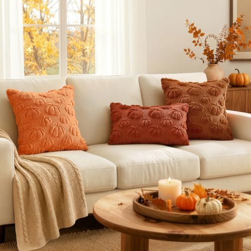 MIULEE Fall Decor Pillow Covers 18x18 Set of 2 Pumpkin Orange