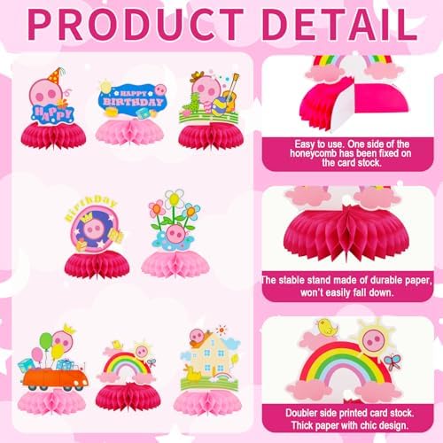 TONIFUL Happy Birthday Pink Themed Pig Table Honeycomb Centerpieces