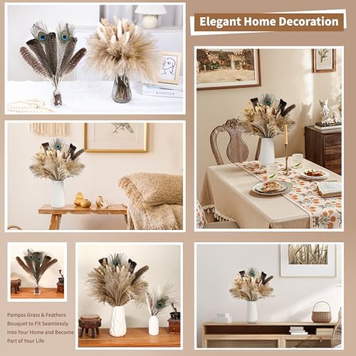 Bpole Dried Pampas Grass 100 Pcs 16-17in Boho Bouquet