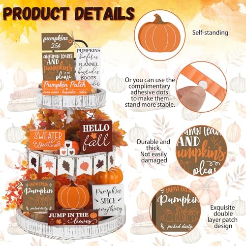 BBTO 19 Set Fall Tiered Tray Decor Rustic Farmhouse 3D Layered Wooden Signs
